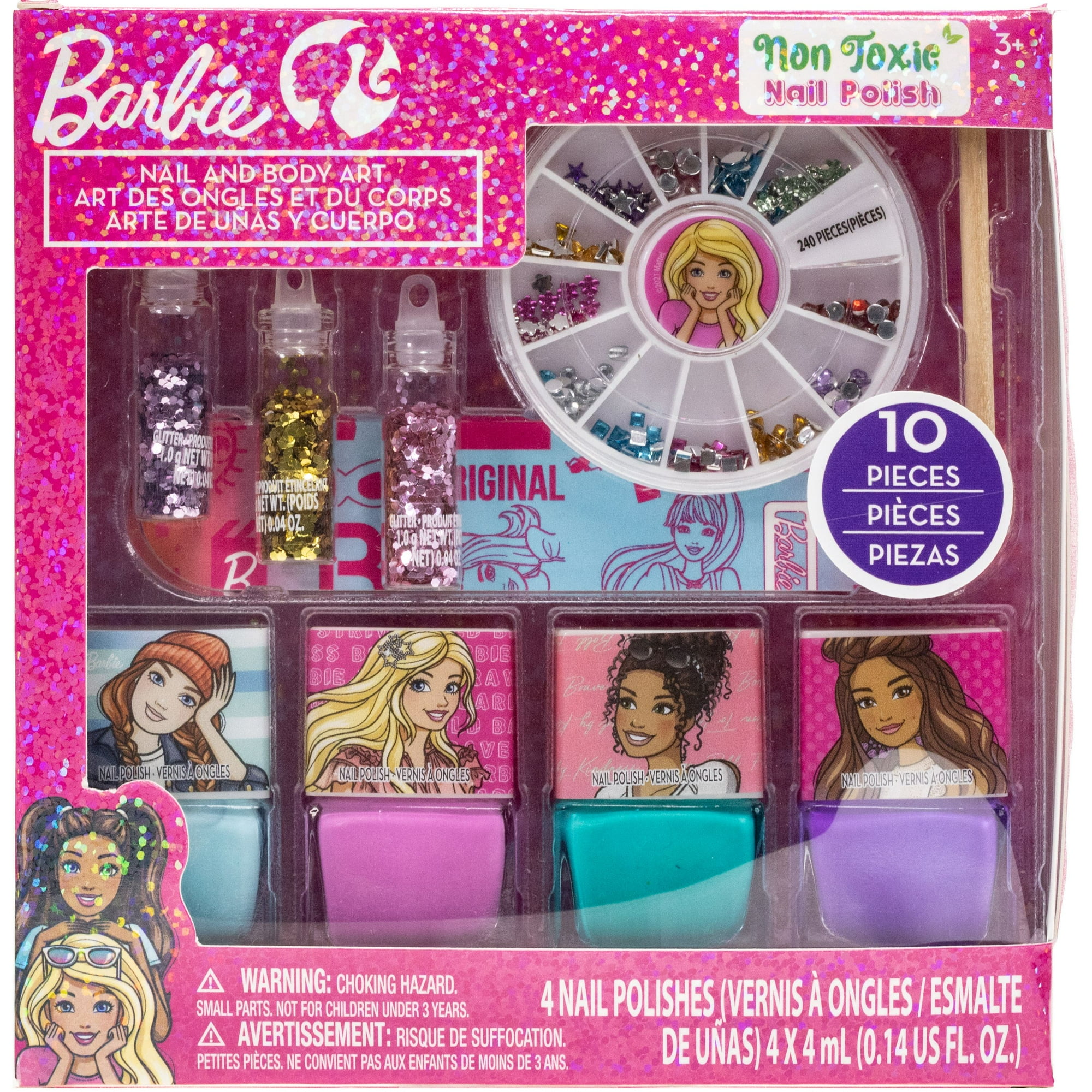 Barbie Do It Yourself Nail Art Polish and Glitter, 10 Piece Set
